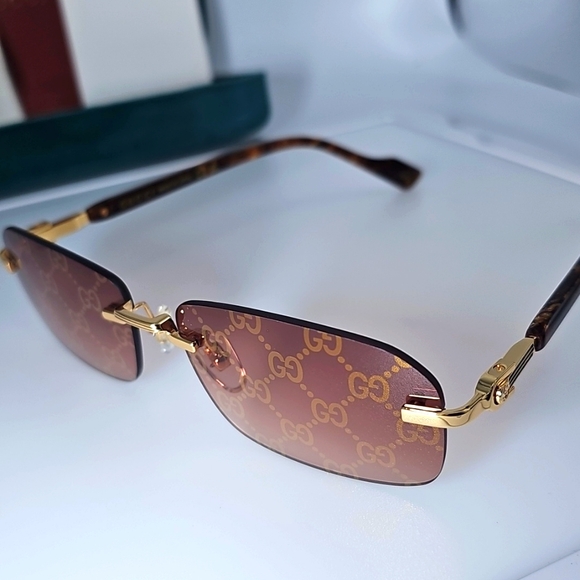 GUCCI UNISEX GG1221S 004 GUCCI RIMLESS GG LOGO ON LENS SUNGLASSES - Picture 8 of 13